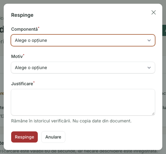 Aprobă autorizația: 1. Respinge; 2. Justificare