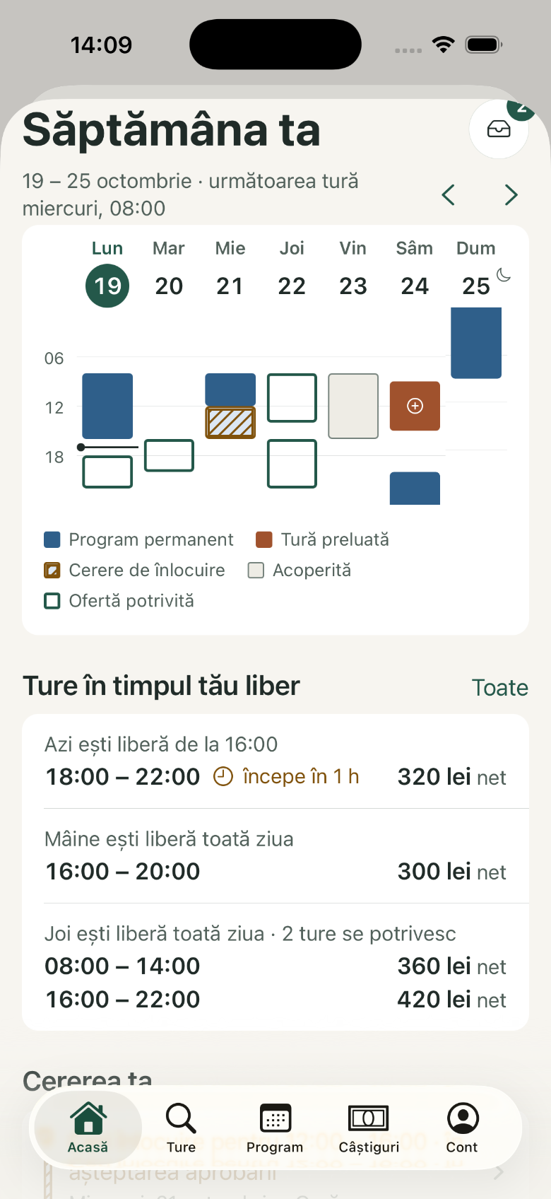 Săptămâna ta: 1. Săptămâna ta; 2. Tabloul săptămânii; 3. Ture în timpul tău liber